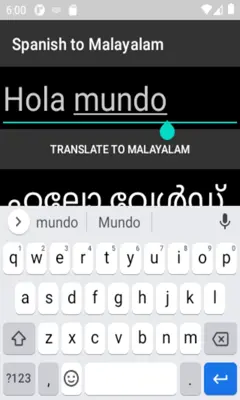 Spanish to Malayalam Translator android App screenshot 2